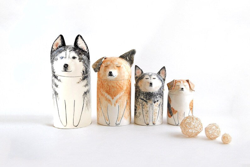 Handmade Ceramic Personalized Dog Urn – Customizable Pet Memorial Jar | A unique tribute to your beloved pet