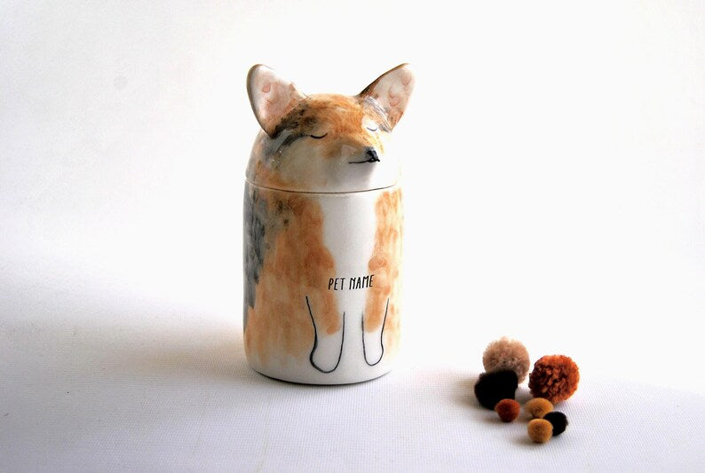 Handmade Ceramic Personalized Dog Urn – Customizable Pet Memorial Jar | A unique tribute to your beloved pet