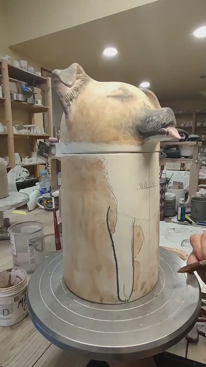 Handmade Ceramic Personalized Dog Urn – Customizable Pet Memorial Jar | A unique tribute to your beloved pet